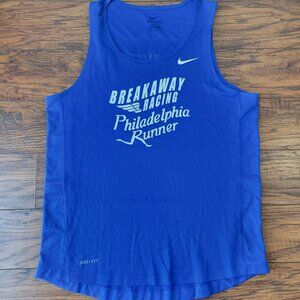 NIKE Dri-Fit PHILADELPHIA RUNNER Breakaway Racing Blue Sleeveless Tank Top sz M